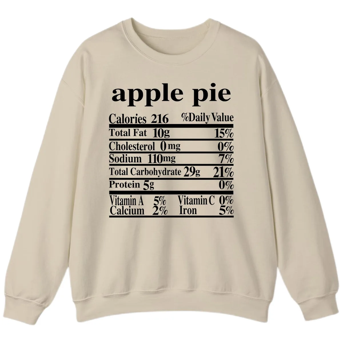 Apple Pie Nutrition Facts Sweatshirt in Sand