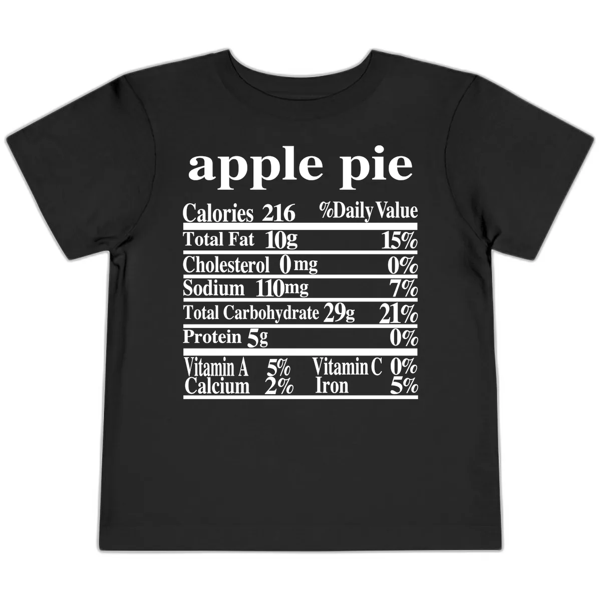Apple Pie Nutrition Facts Toddler T-Shirt in Black