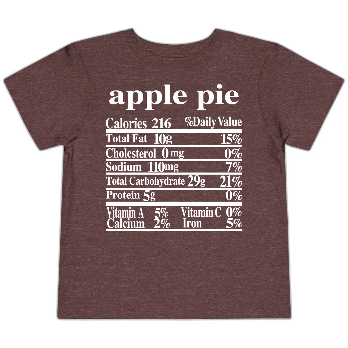 Apple Pie Nutrition Facts Toddler T-Shirt in Heather Maroon