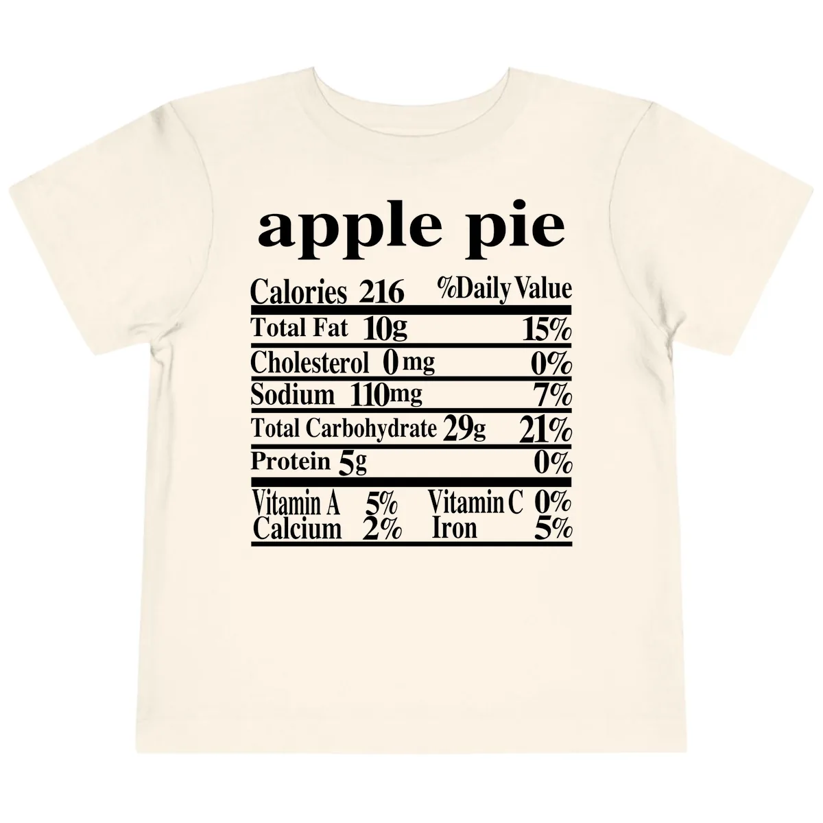 Apple Pie Nutrition Facts Toddler T-Shirt in Natural