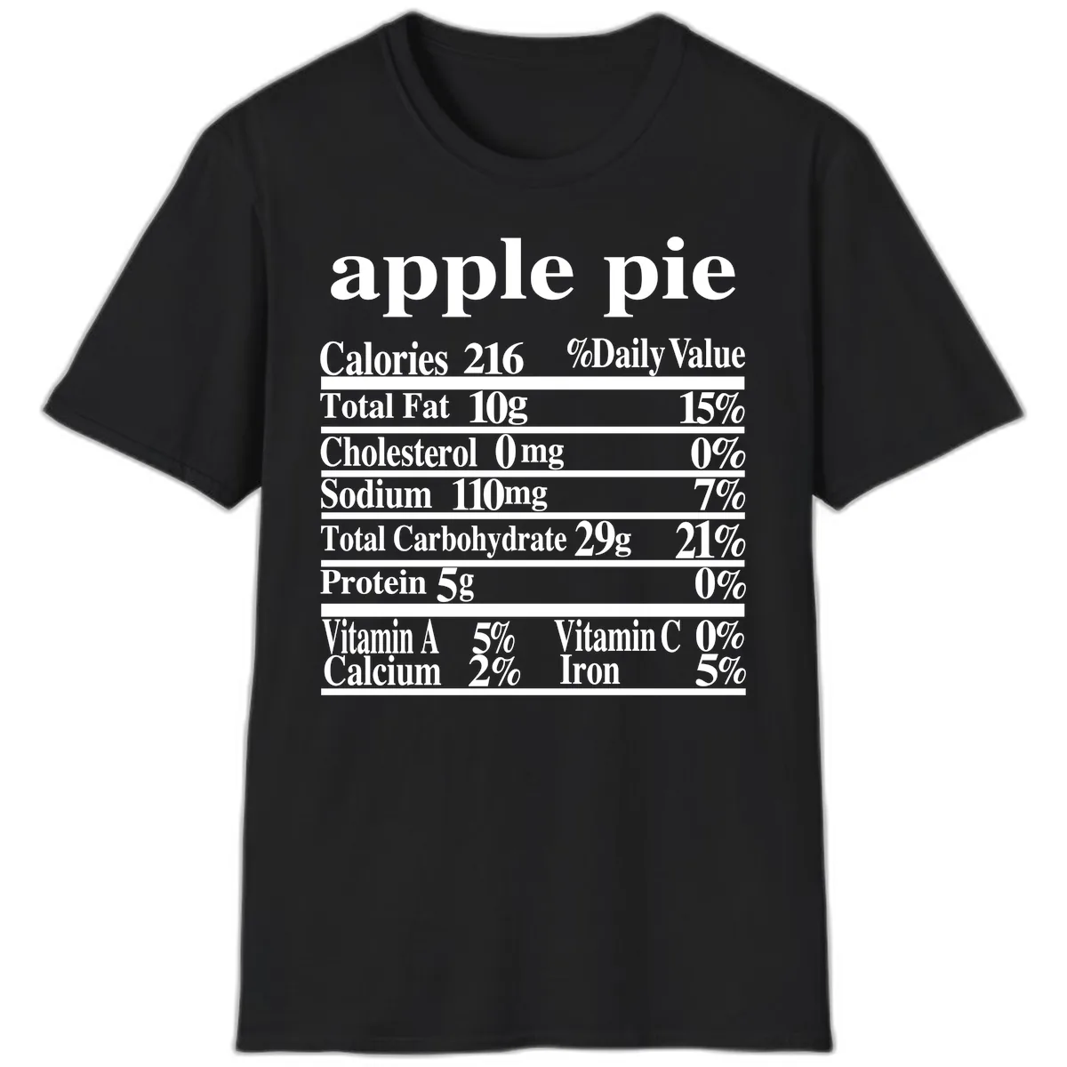 Apple Pie Nutrition Facts T-Shirt in Black