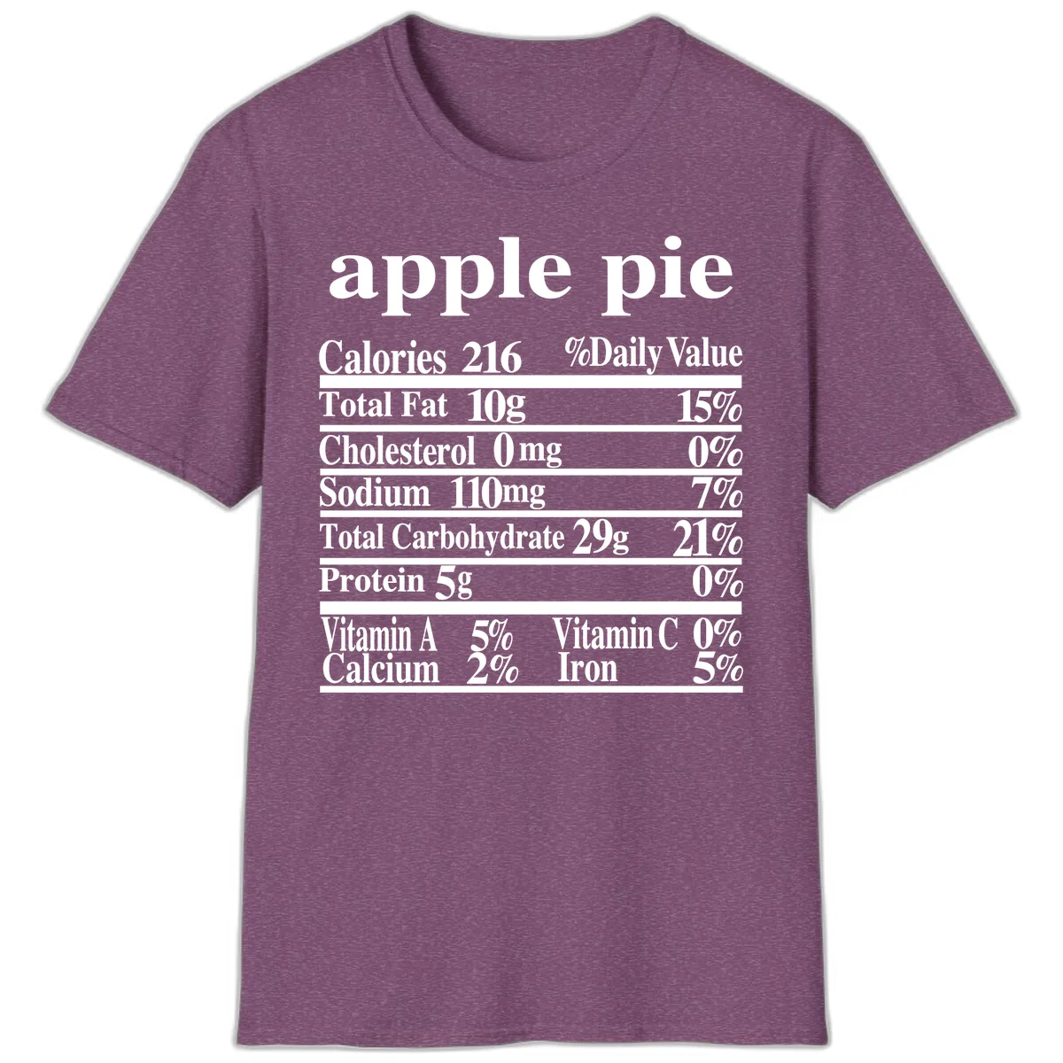 Apple Pie Nutrition Facts T-Shirt in Heather Maroon