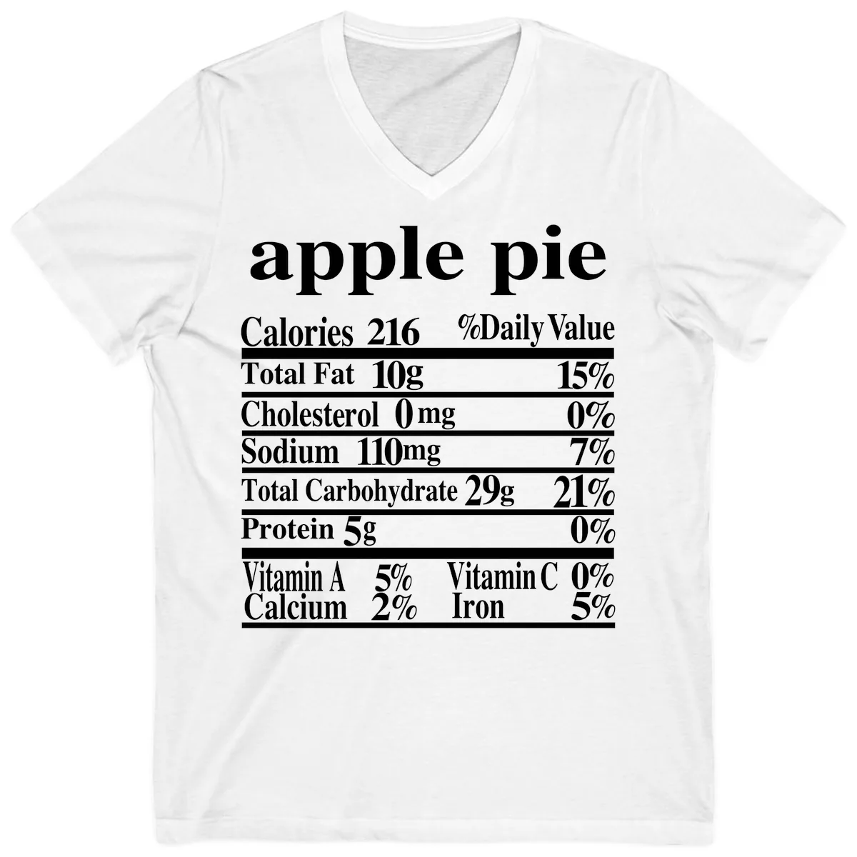 Apple Pie Nutrition Facts V-Neck in White