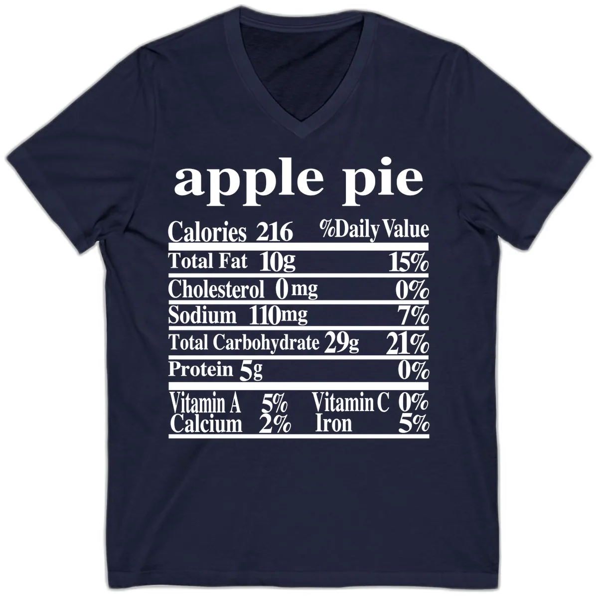 Apple Pie Nutrition Facts V-Neck in Navy