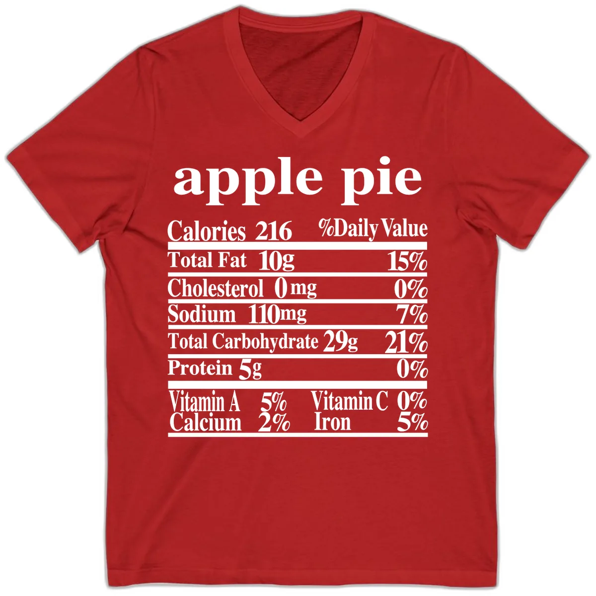 Apple Pie Nutrition Facts V-Neck in Red