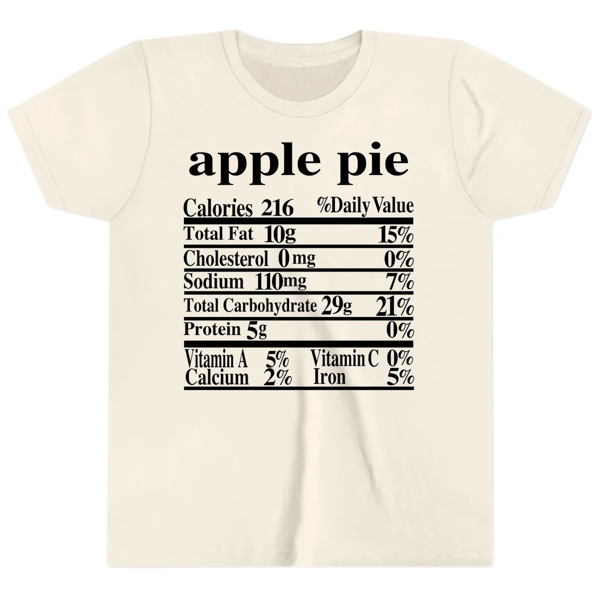 Apple Pie Nutrition Facts Youth T-Shirt in Natural