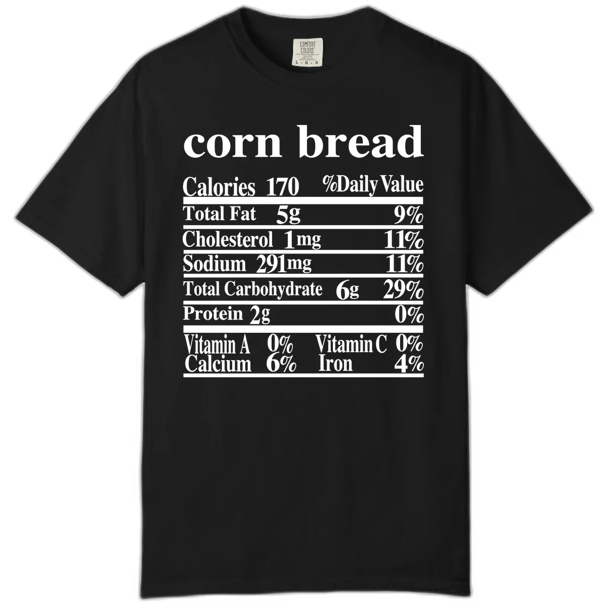 Corn Bread Nutrition Label Comfort Color in Black