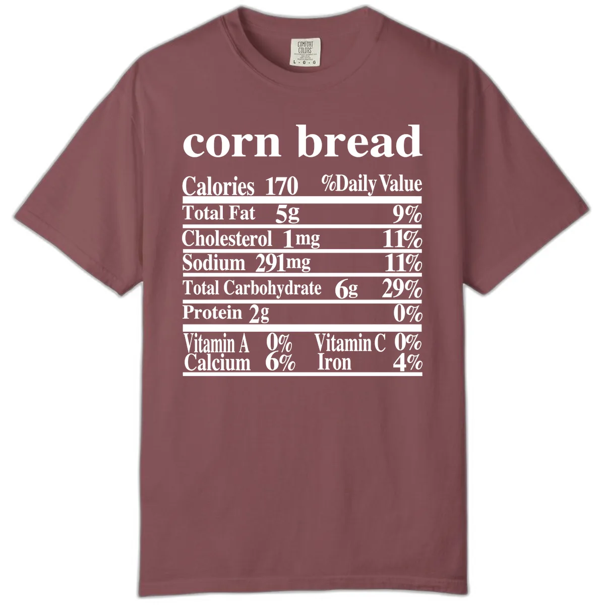 Corn Bread Nutrition Label Comfort Color in Brick