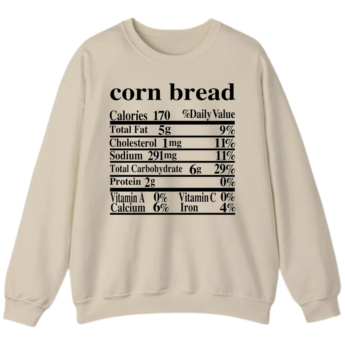 Corn Bread Nutrition Label Sweatshirt in Sand