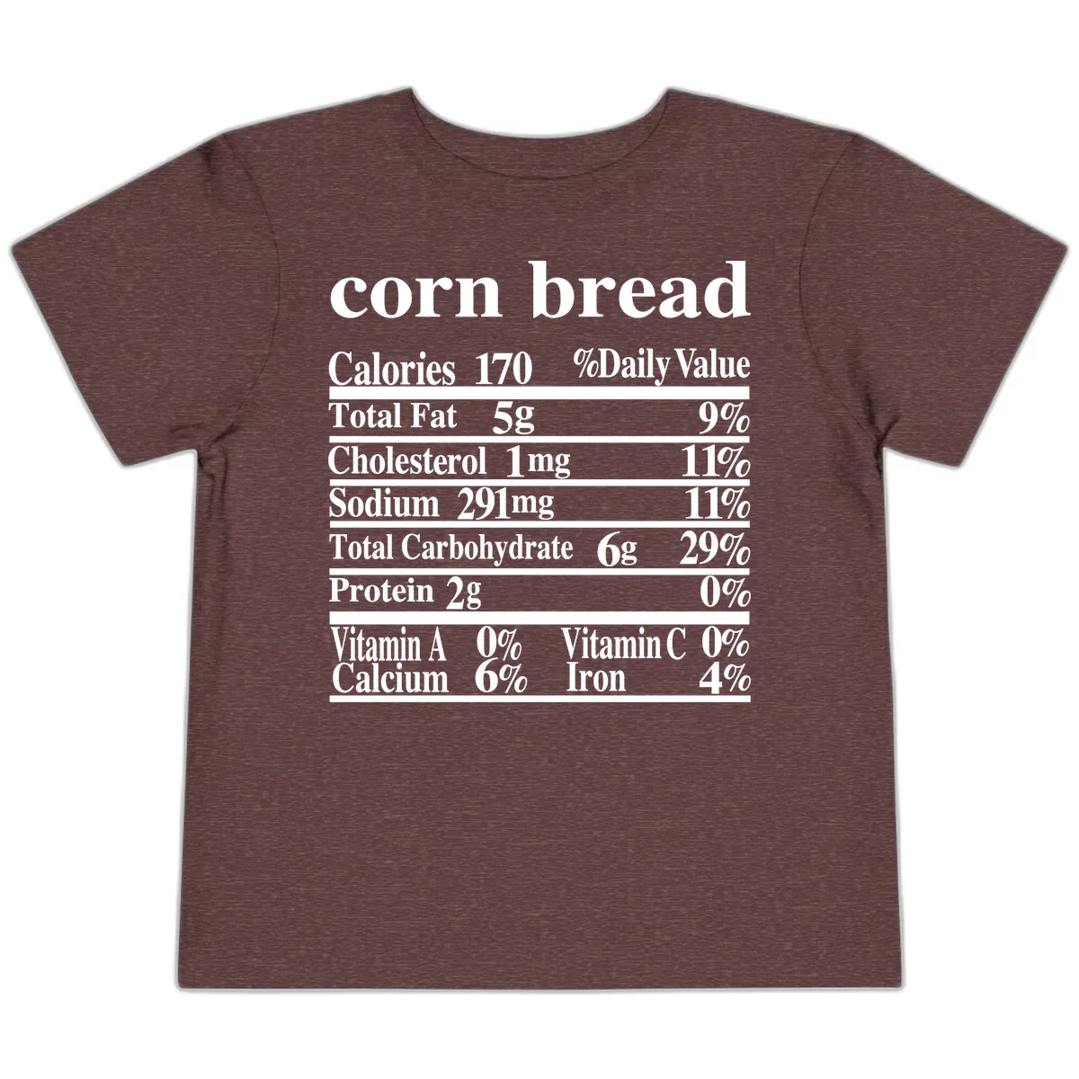 Corn Bread Nutrition Label Toddler T-Shirt in Heather Maroon