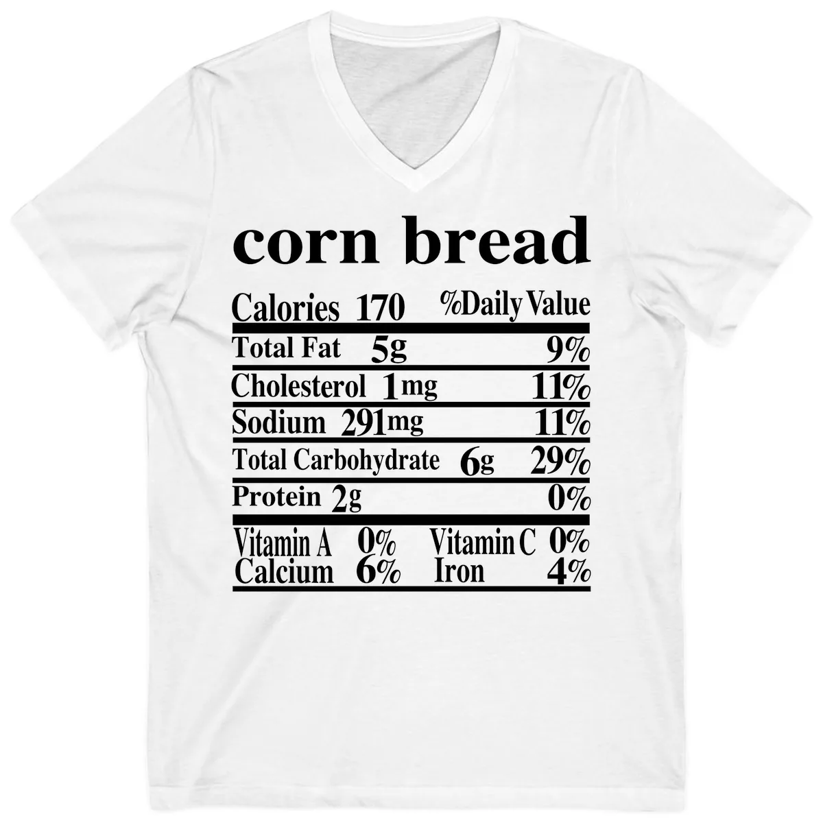 Corn Bread Nutrition Label V-Neck in White