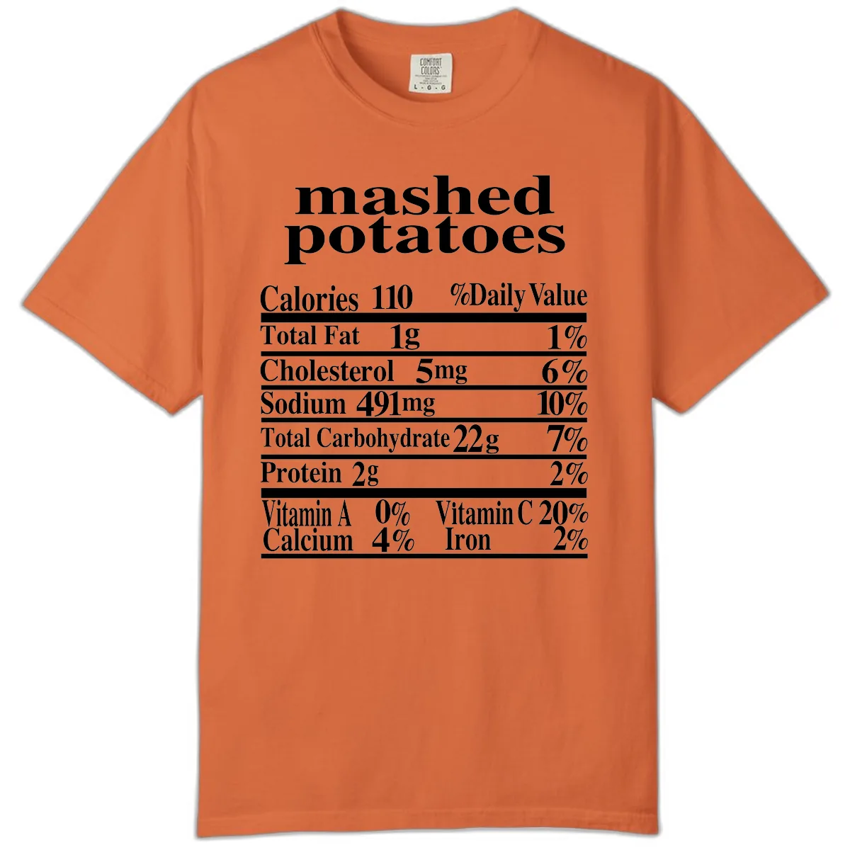 Mashed Potato Nutrition Facts Comfort Color in Burnt Orange