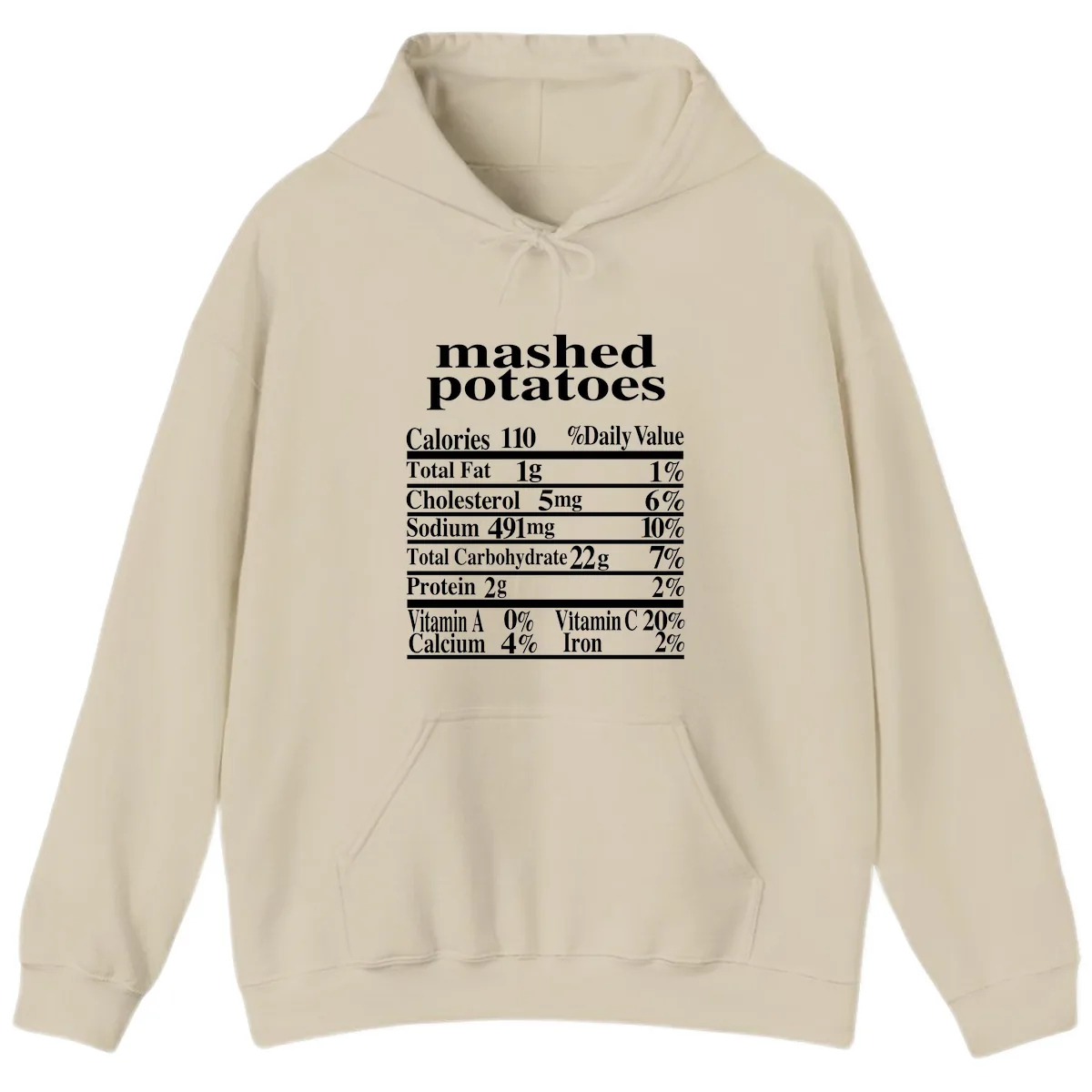 Mashed Potato Nutrition Facts Hoodie in Sand