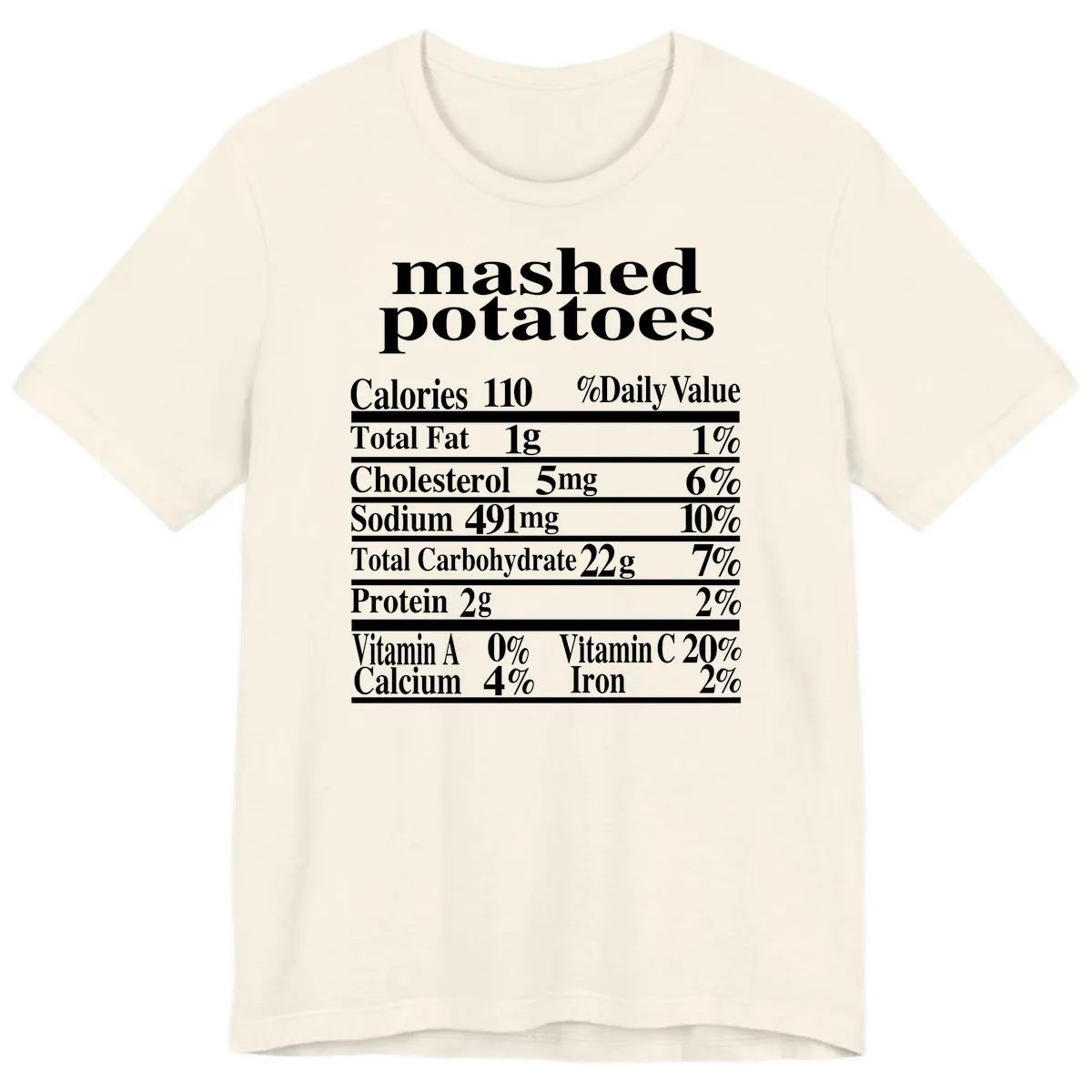Mashed Potato Nutrition Facts Premium T-Shirt in Natural
