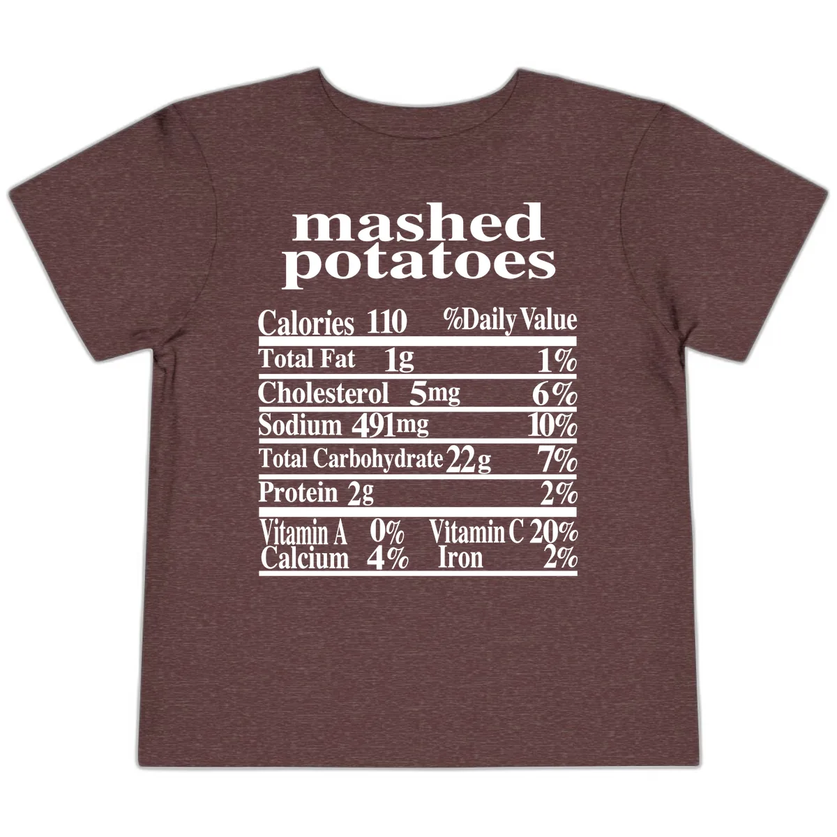 Mashed Potato Nutrition Facts Toddler T-Shirt in Heather Maroon