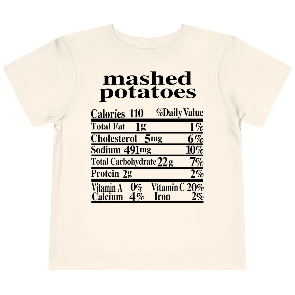 Mashed Potato Nutrition Facts Toddler T-Shirt in Natural