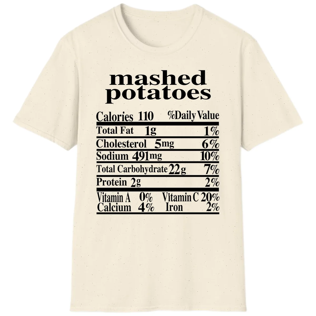 Mashed Potato Nutrition Facts T-Shirt in Natural