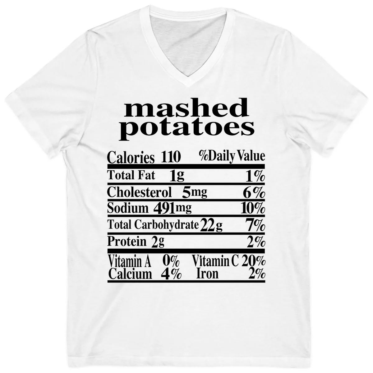Mashed Potato Nutrition Facts V-Neck in White
