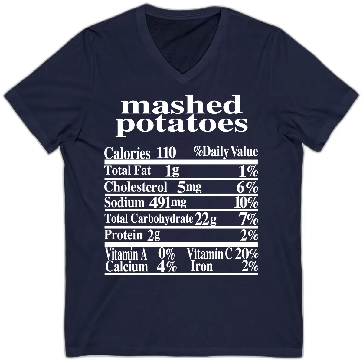 Mashed Potato Nutrition Facts V-Neck in Navy