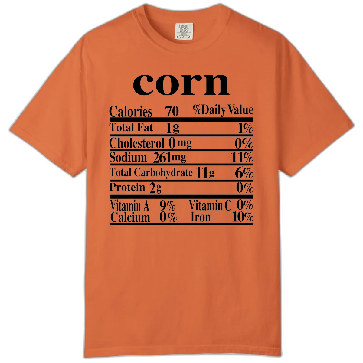 Corn Nutritional Facts Comfort Color in Burnt Orange