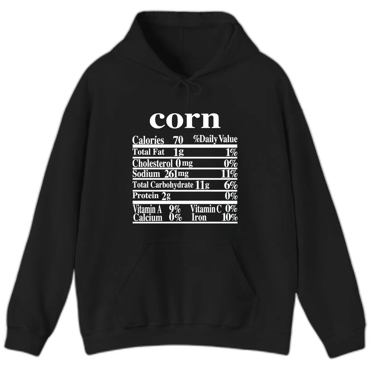 Corn Nutritional Facts Hoodie in Black