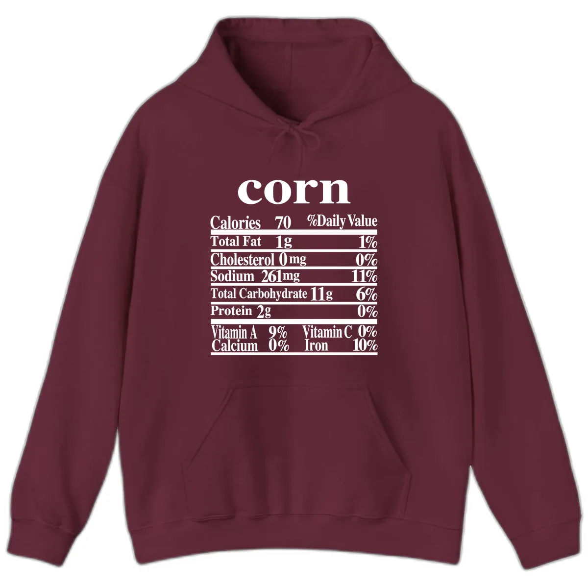 Corn Nutritional Facts Hoodie in Maroon