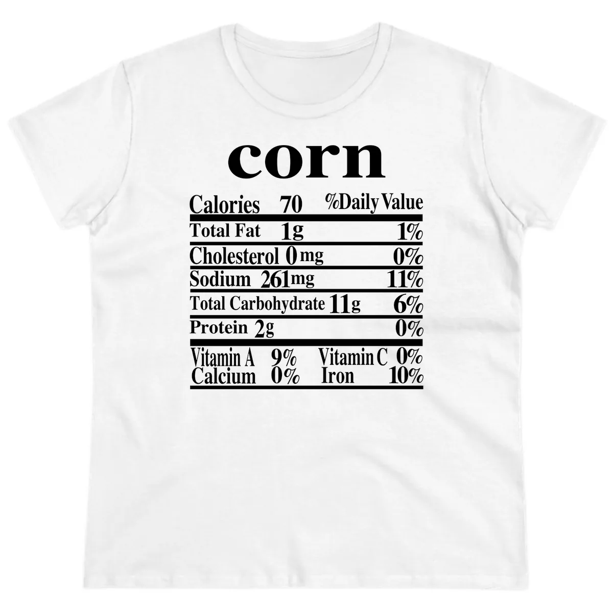Corn Nutritional Facts Ladies Tee in White