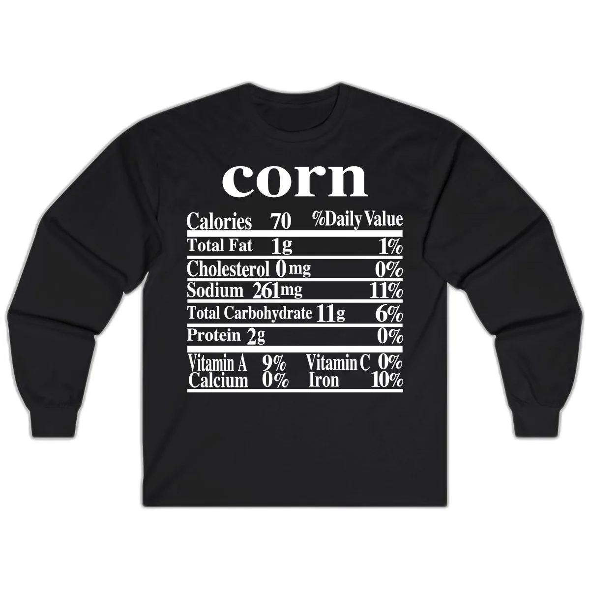 Corn Nutritional Facts Long Sleeve in Black