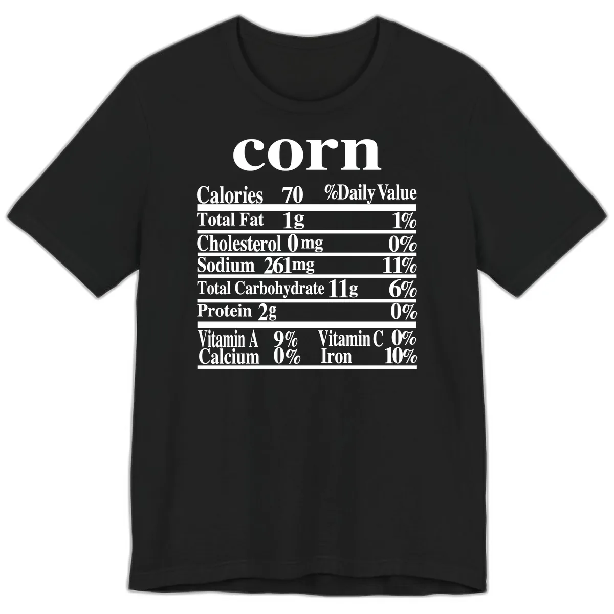 Corn Nutritional Facts Premium T-Shirt in Black