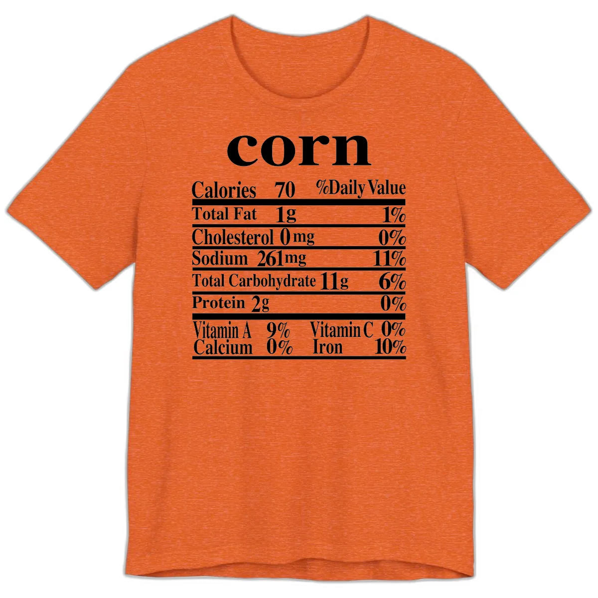 Corn Nutritional Facts Premium T-Shirt in Heather Orange