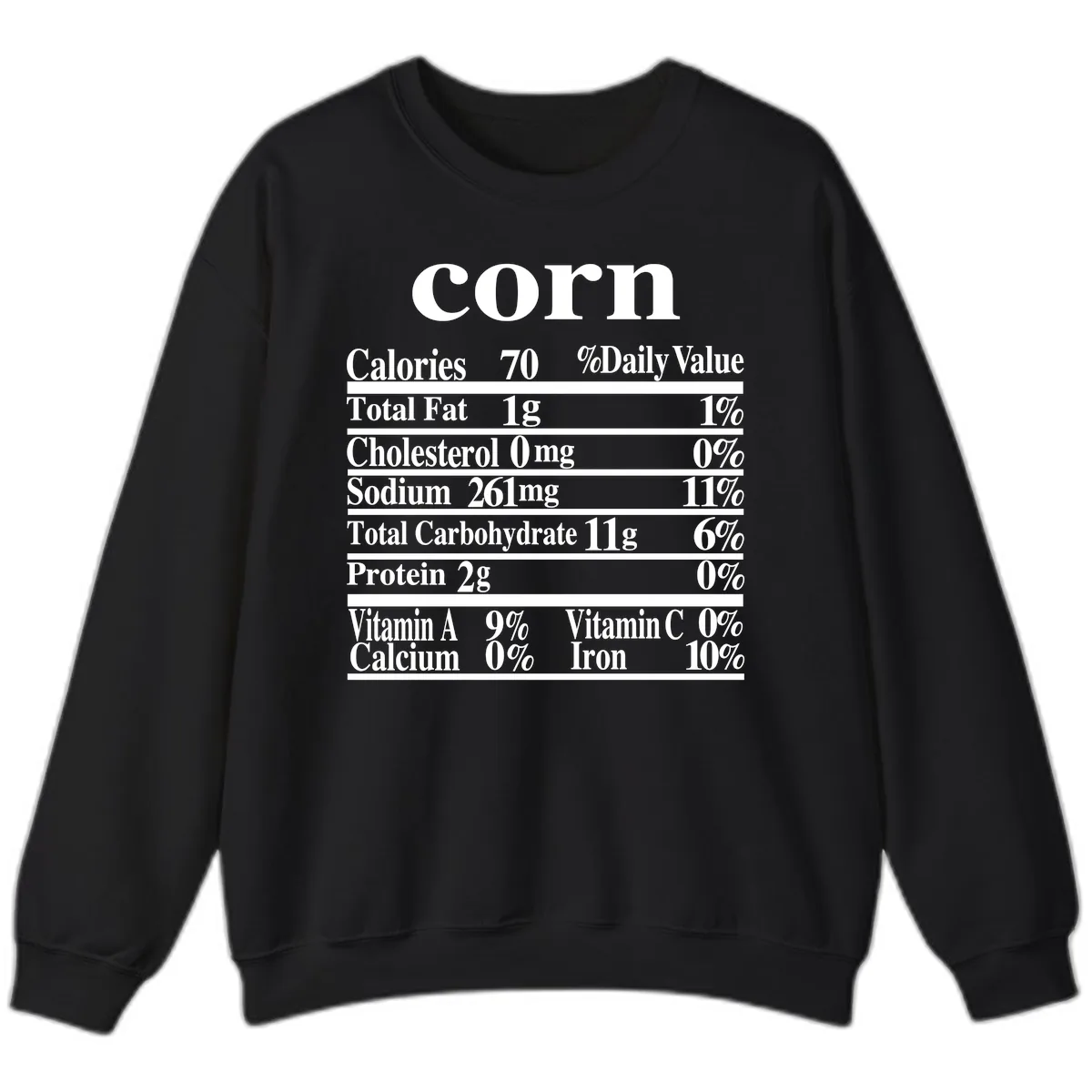 Corn Nutritional Facts Sweatshirt in Black