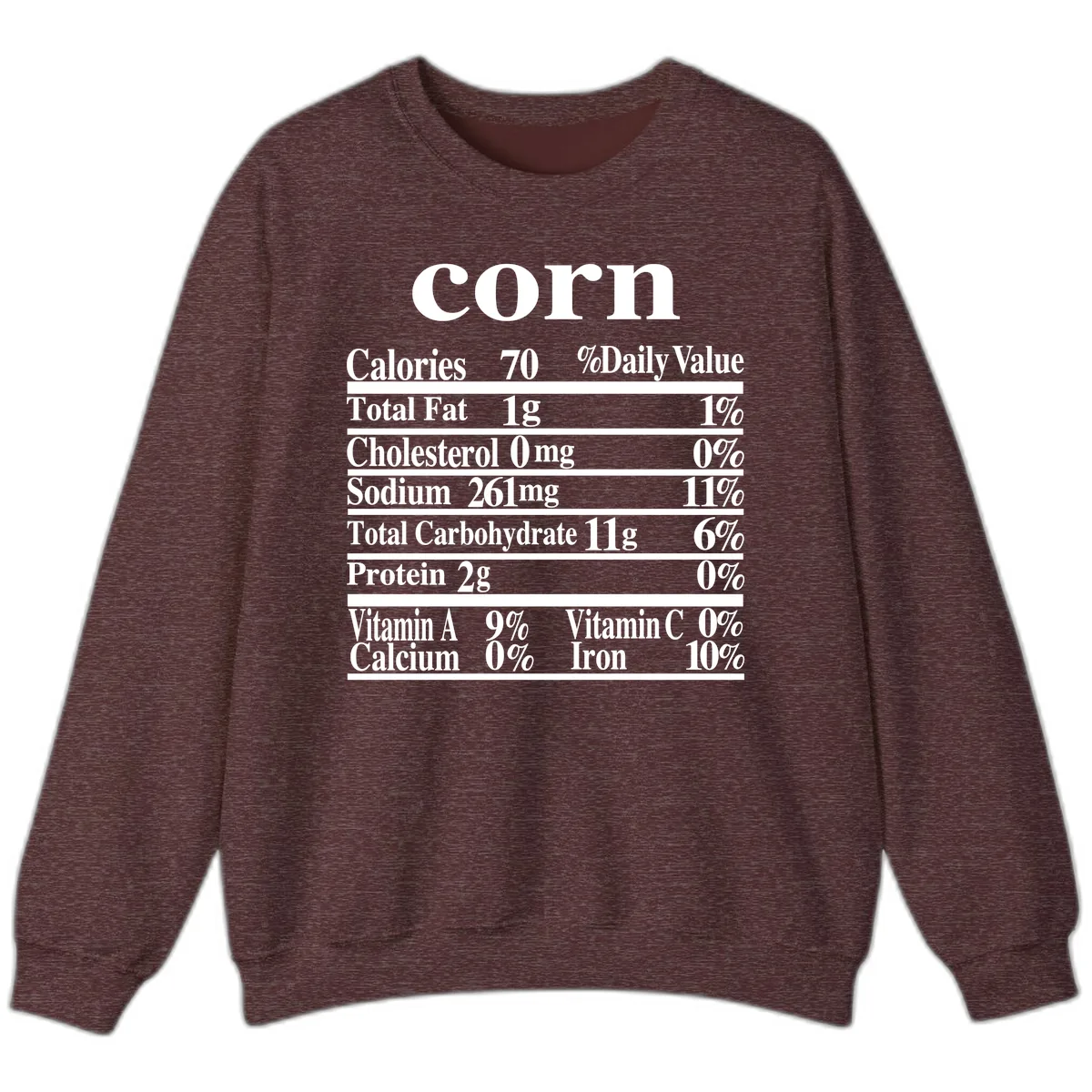 Corn Nutritional Facts Sweatshirt in Heather Sport Dark Maroon