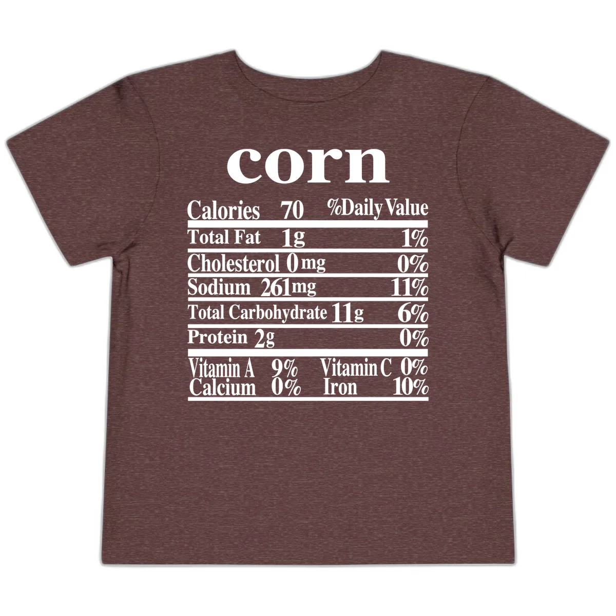 Corn Nutritional Facts Toddler T-Shirt in Heather Maroon