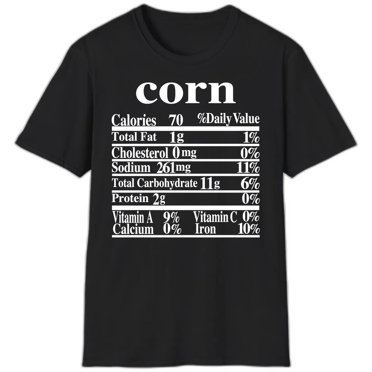 Corn Nutritional Facts T-Shirt in Black