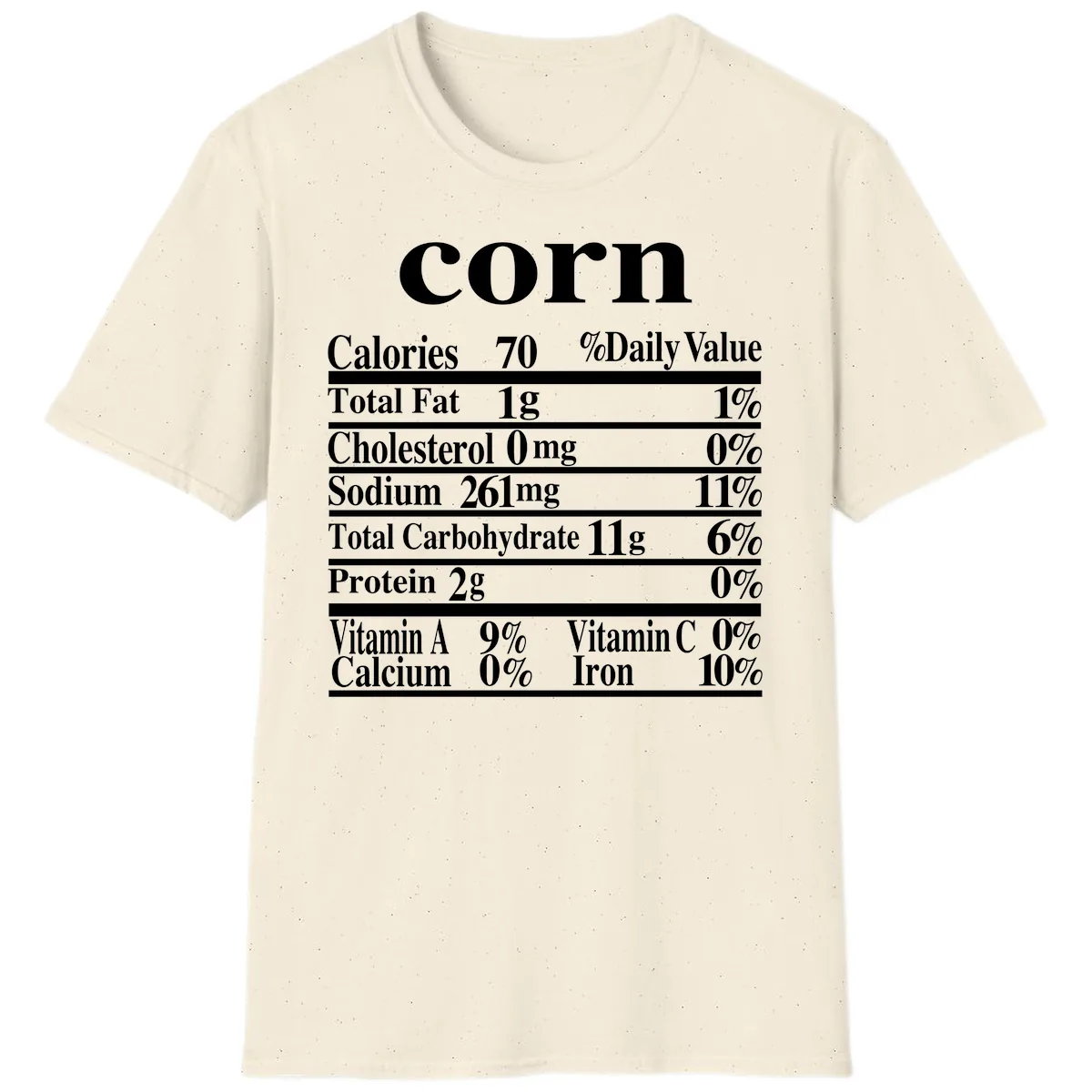 Corn Nutritional Facts T-Shirt in Natural