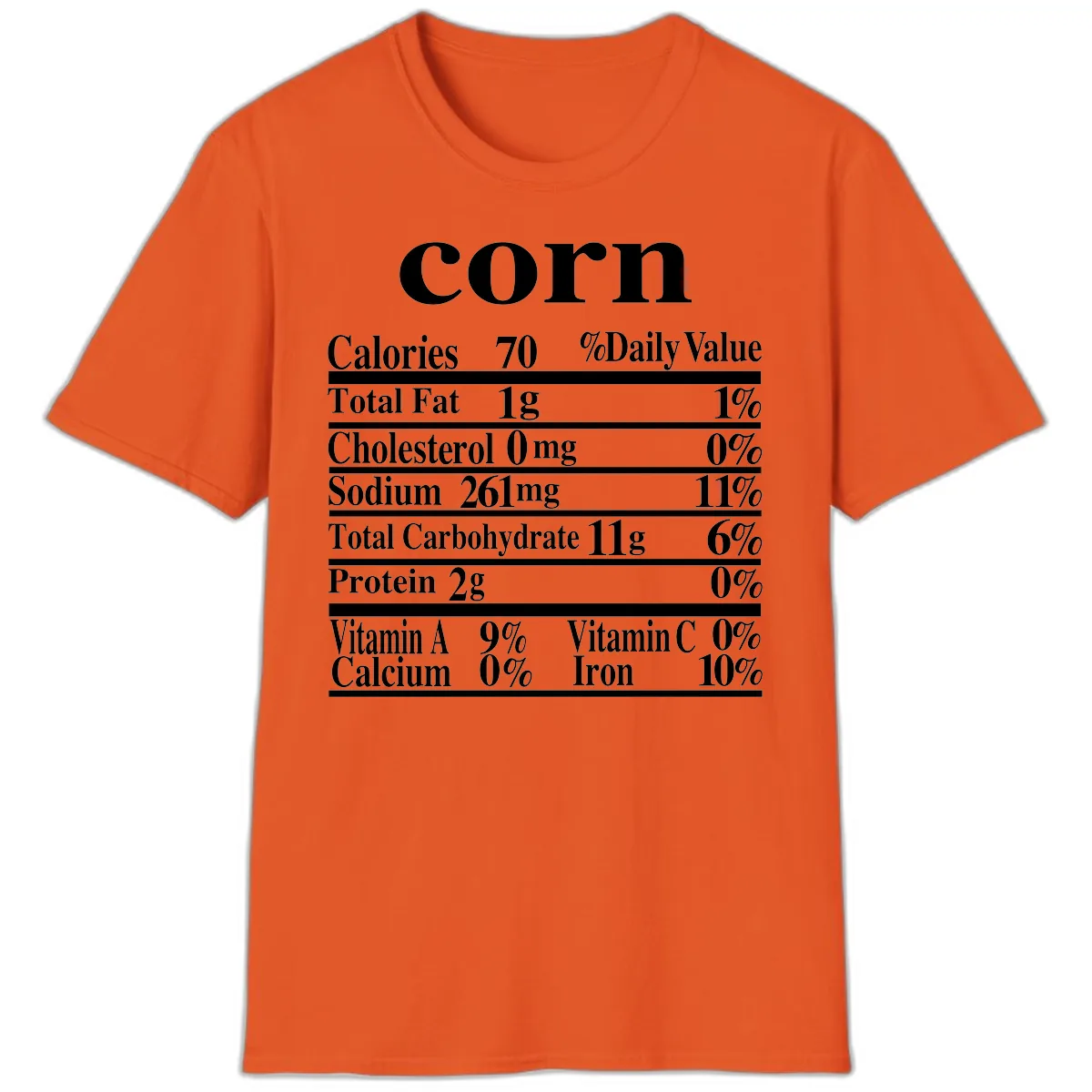 Corn Nutritional Facts T-Shirt in Orange