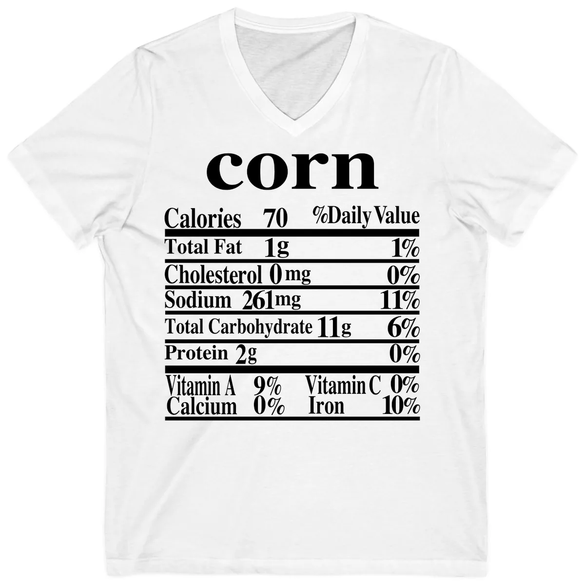 Corn Nutritional Facts V-Neck in White