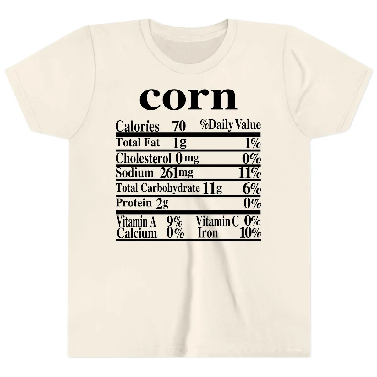 Corn Nutritional Facts Youth T-Shirt in Natural