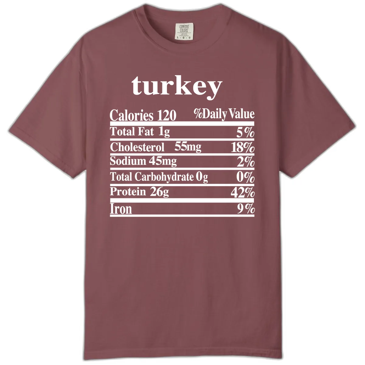 Turkey Nutrition Facts Label Comfort Color in Brick