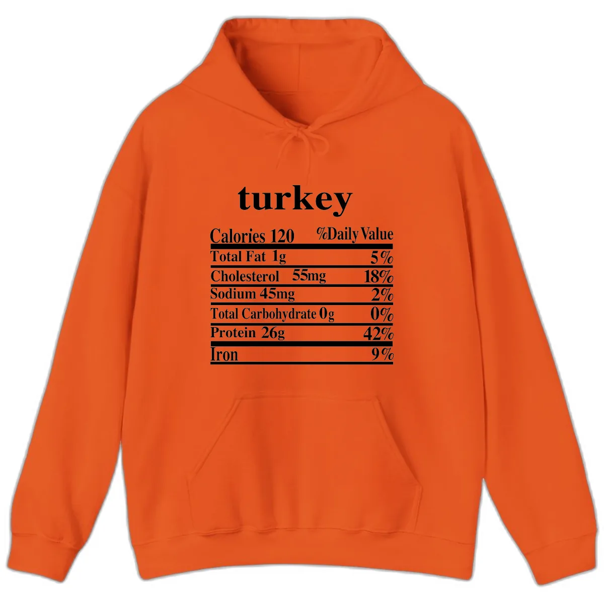 Turkey Nutrition Facts Label Hoodie in Orange