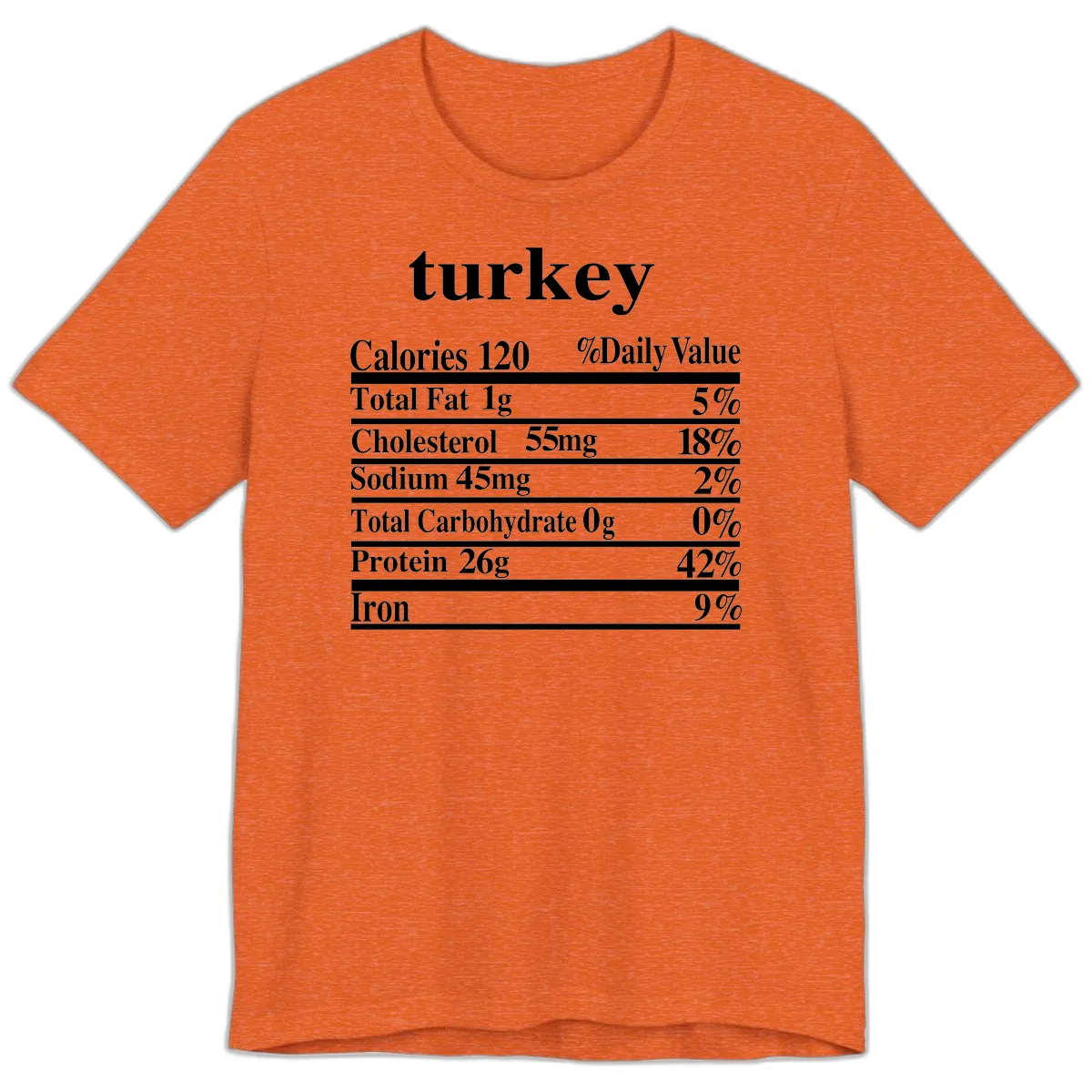 Turkey Nutrition Facts Label Premium T-Shirt in Heather Orange