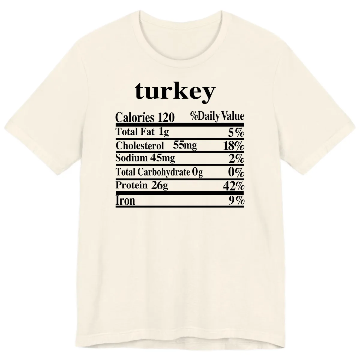 Turkey Nutrition Facts Label Premium T-Shirt in Natural