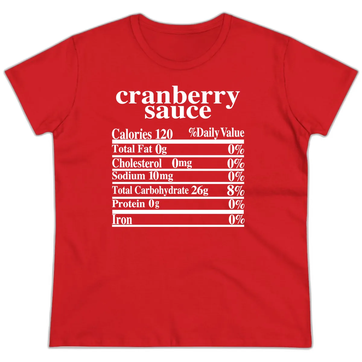 Cranberry Sauce Nutrition Facts Ladies Tee in Red
