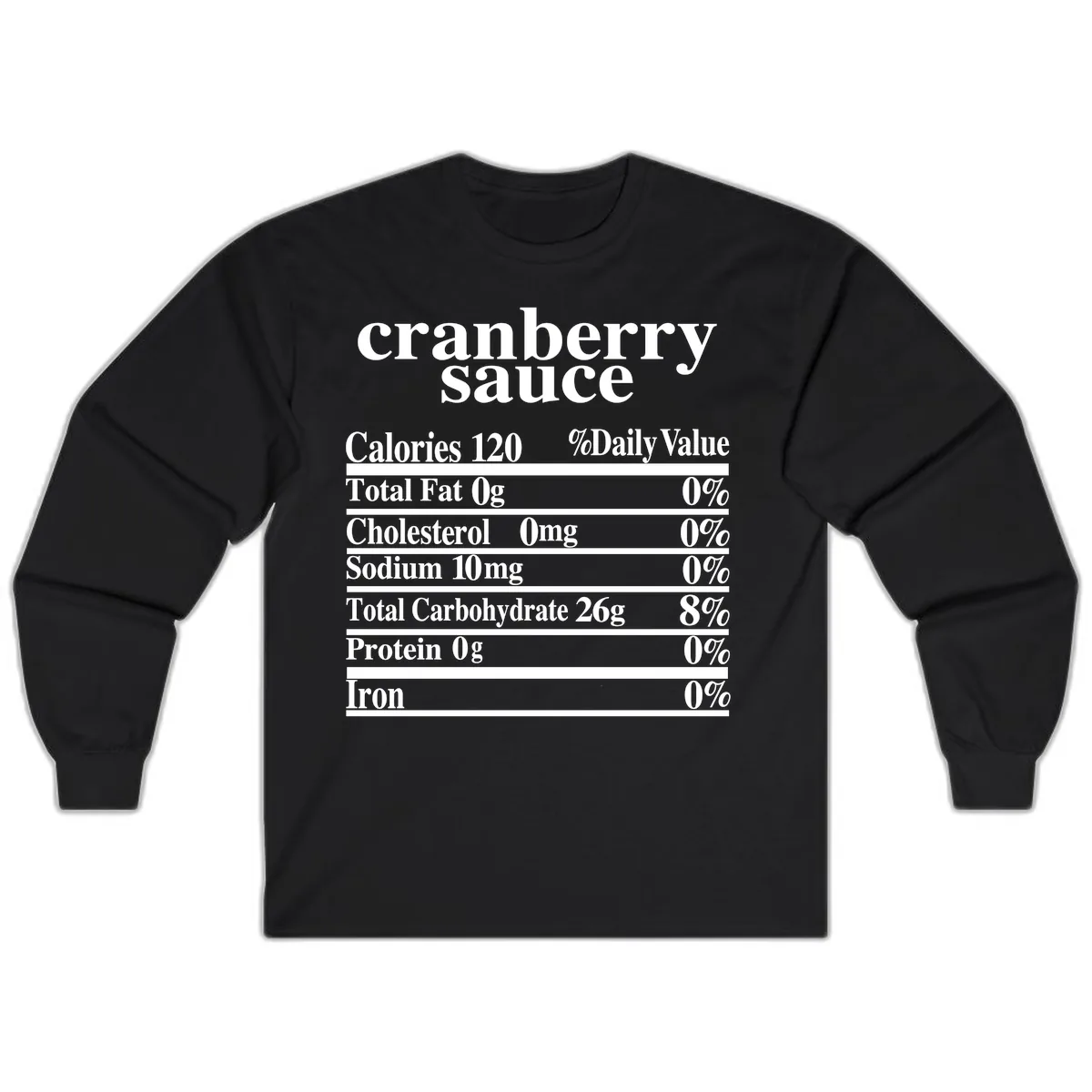 Cranberry Sauce Nutrition Facts Long Sleeve in Black
