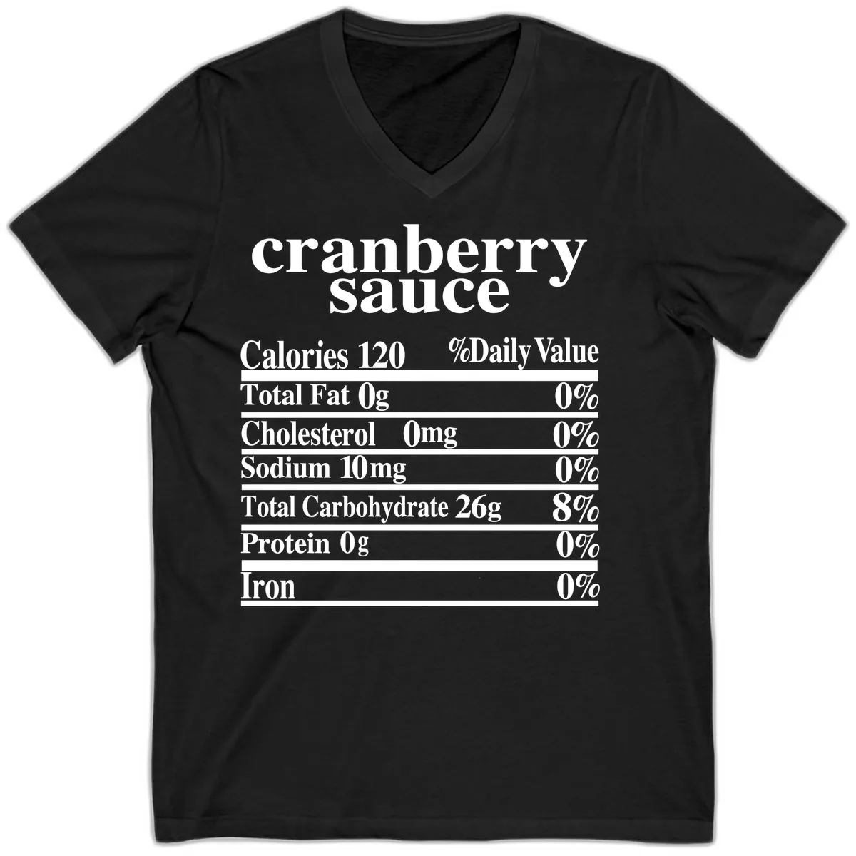 Cranberry Sauce Nutrition Facts V-Neck in Black