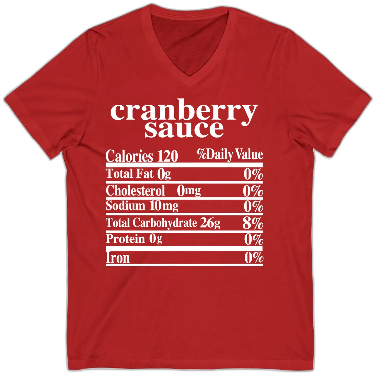 Cranberry Sauce Nutrition Facts V-Neck in Red