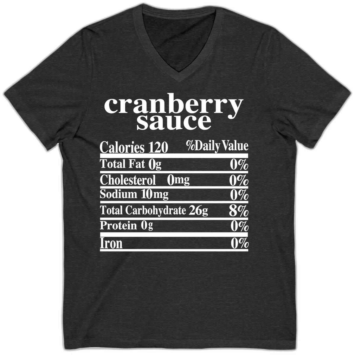 Cranberry Sauce Nutrition Facts V-Neck in Dark Grey Heather