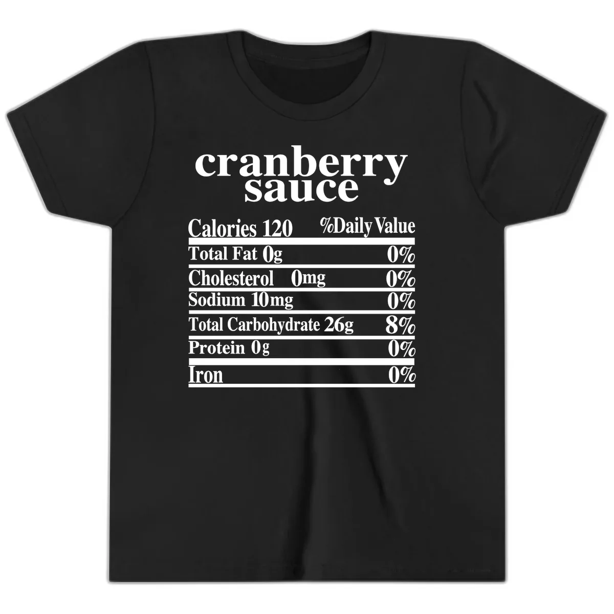 Cranberry Sauce Nutrition Facts Youth T-Shirt in Black