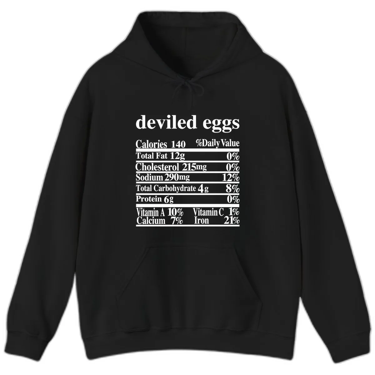 Deviled Eggs Nutrition Facts Hoodie in Black