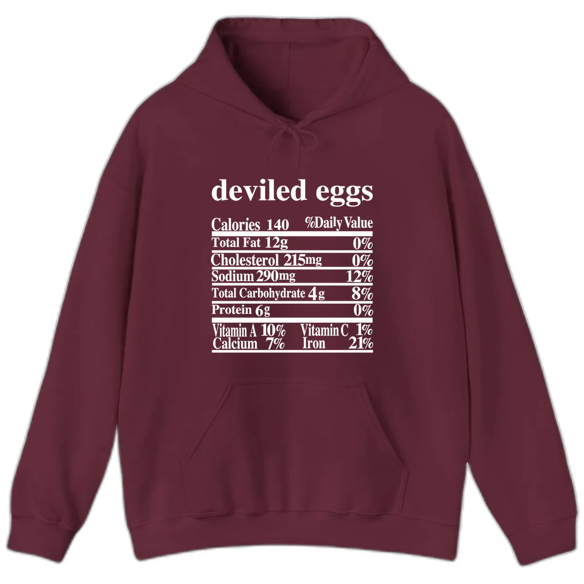Deviled Eggs Nutrition Facts Hoodie in Maroon